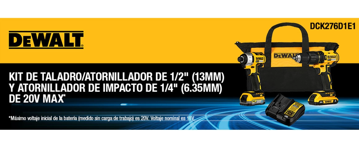 Kit de Taladro Percutor/Atornillador 20V MAX* XR Sin escobillas de 1/2  (13mm) con Batería POWERSTACK